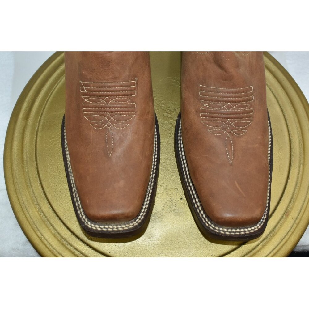 🌹Big Bull Boots Mens Size 8.5 Brown Leather Western Cowboy SquareToe Mexico 26.5 - Picture 9 of 14